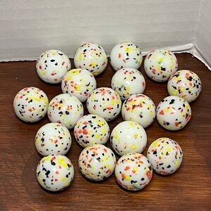 Vtg White Confetti Frit Marbles Fruity Pebble Retro Speckled Colors Mega Vacor
